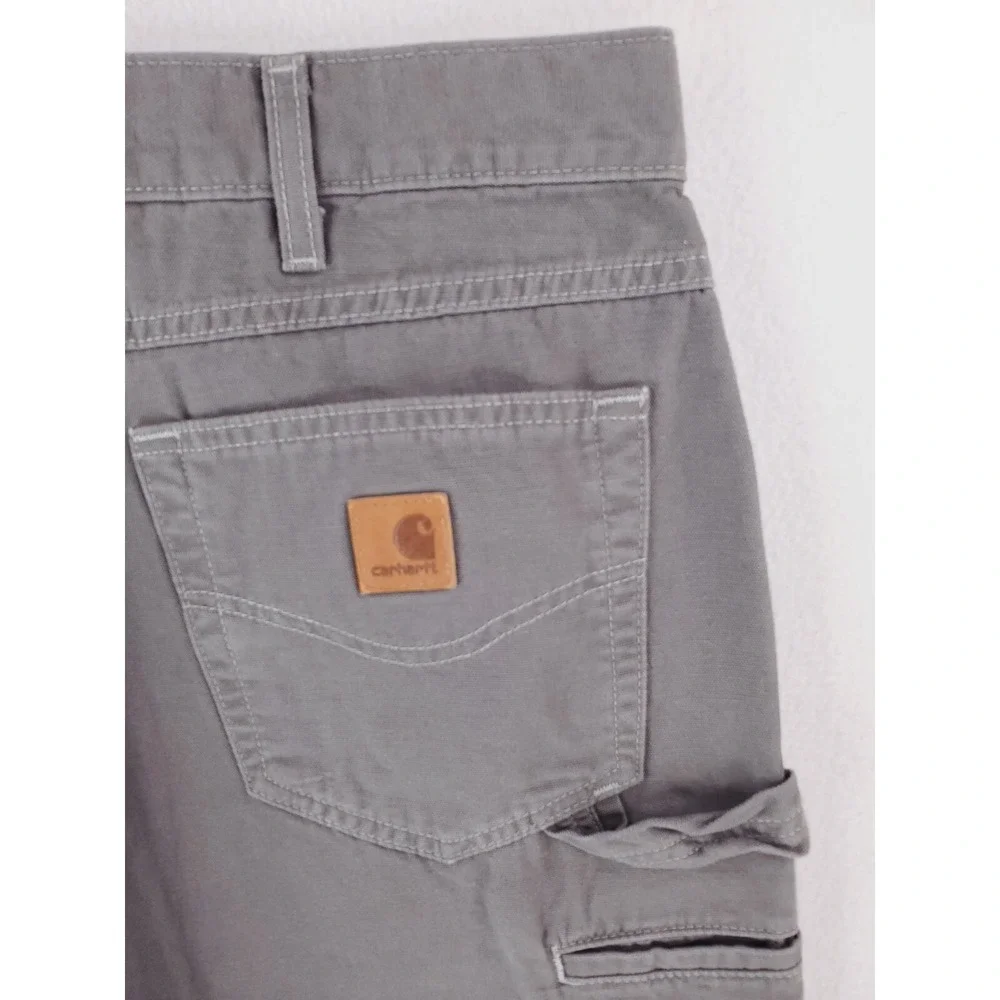 Carhartt Pants Mens 38x30 Gray Utility Carpenter Loose Fit‎ Duck Canvas Workwear